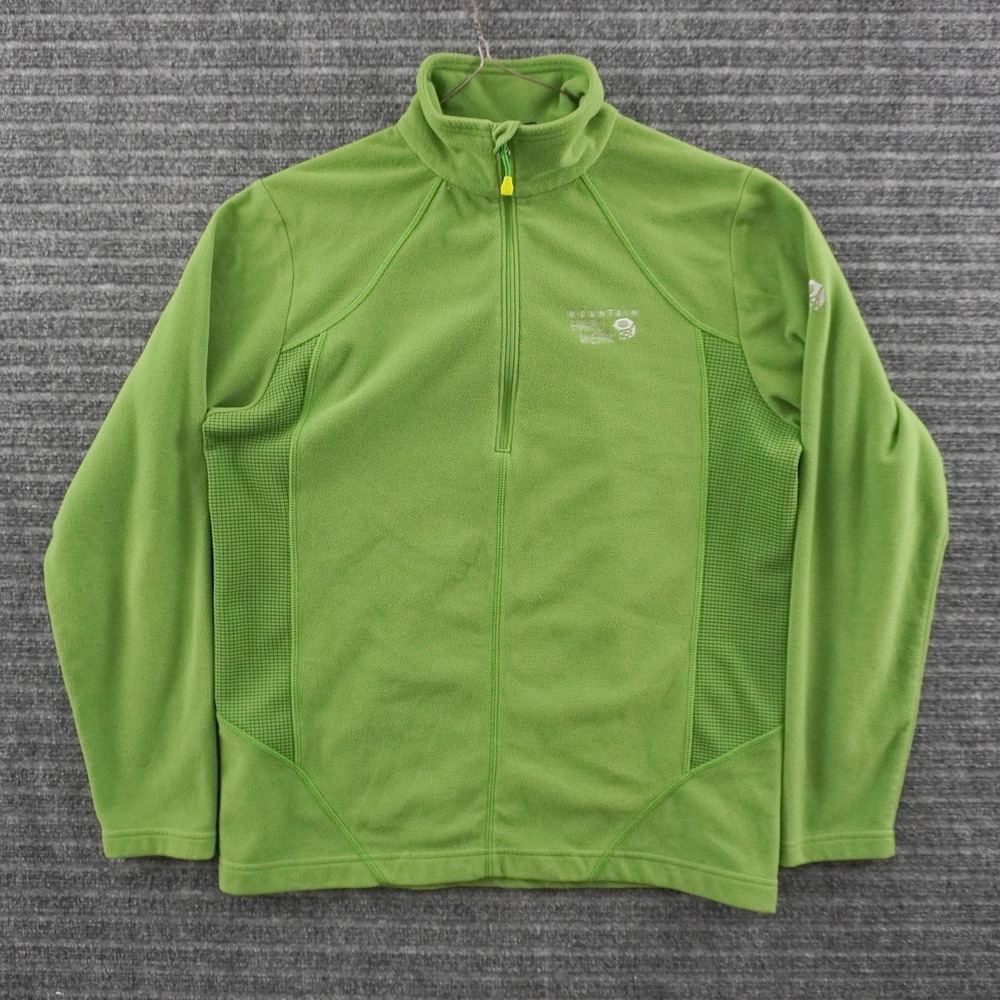 Mountain Hardwear Fleece Pullover Mens M Green Quarter Zip Grid Panels